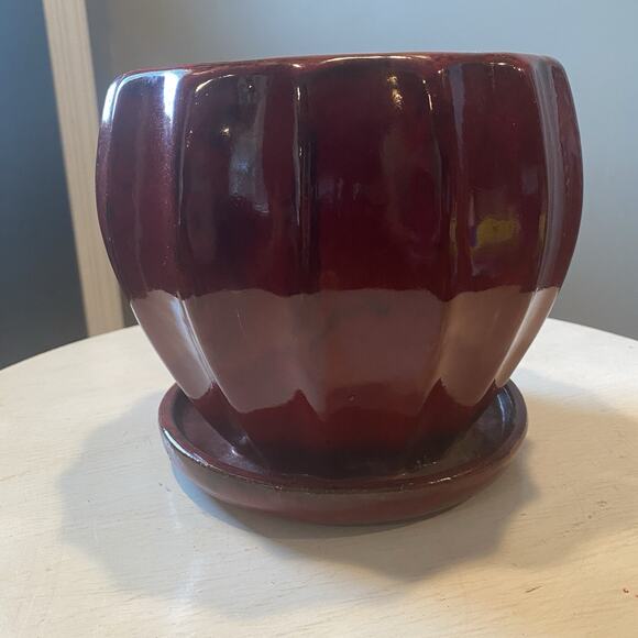 8" Better Homes And Gardens Pottery Brown Glazed Ceramic Planter With Water Tray - Picture 3 of 7